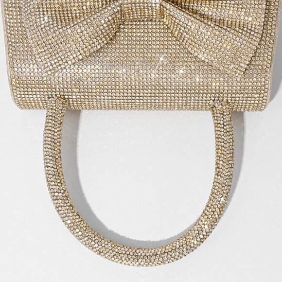 Evening Clutch Purse for Women Sparkly Bow Glitter Wedding Party Shoulder Bag - Picture 8 of 9